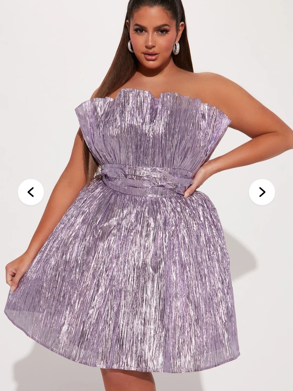 Fashion Nova Purple Metallic Strapless - Shine Bright On Me Mini Party Dress